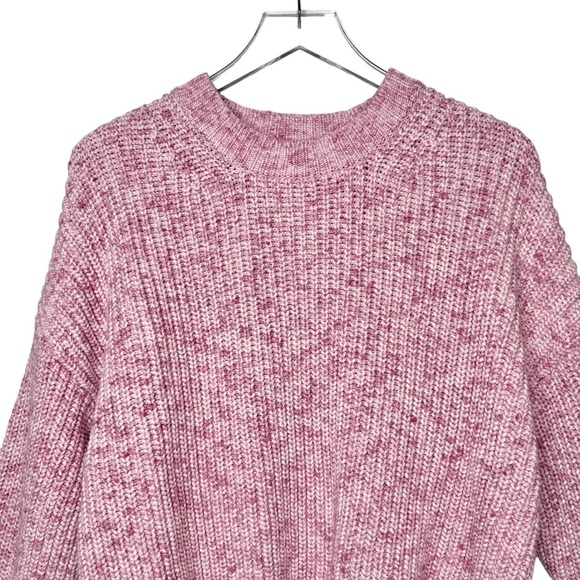 J. Crew Pink Marled Cotton Blend Women’s Chunky Crew Neck Preppy Sweater Sz M - Picture 4 of 11